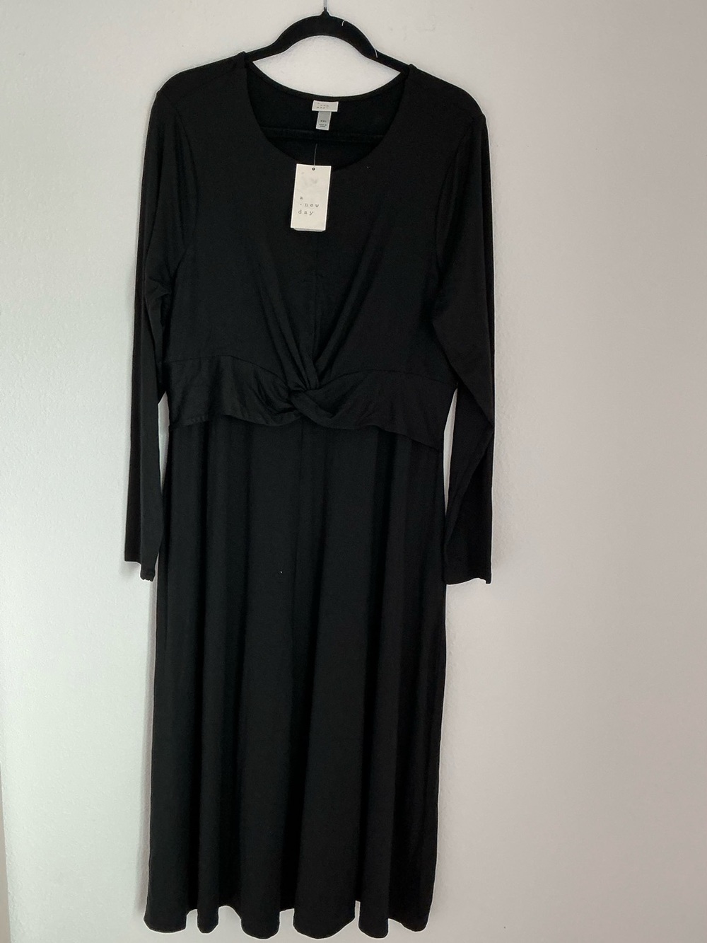 a new day Black Long-Sleeve Knot-Front Midi Dress